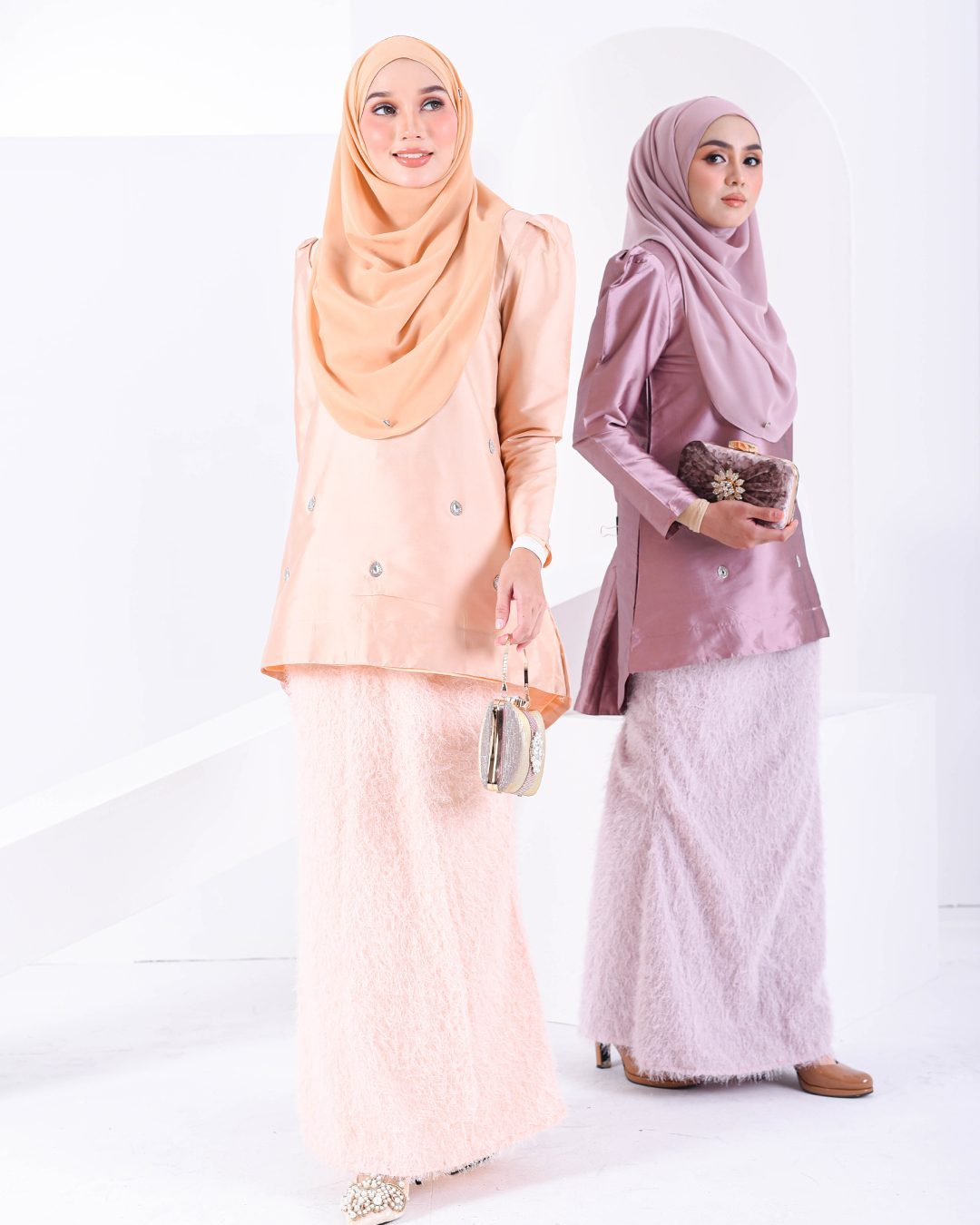 Baju Kurung Puffy Ameldy - Cantaloupe Pearl