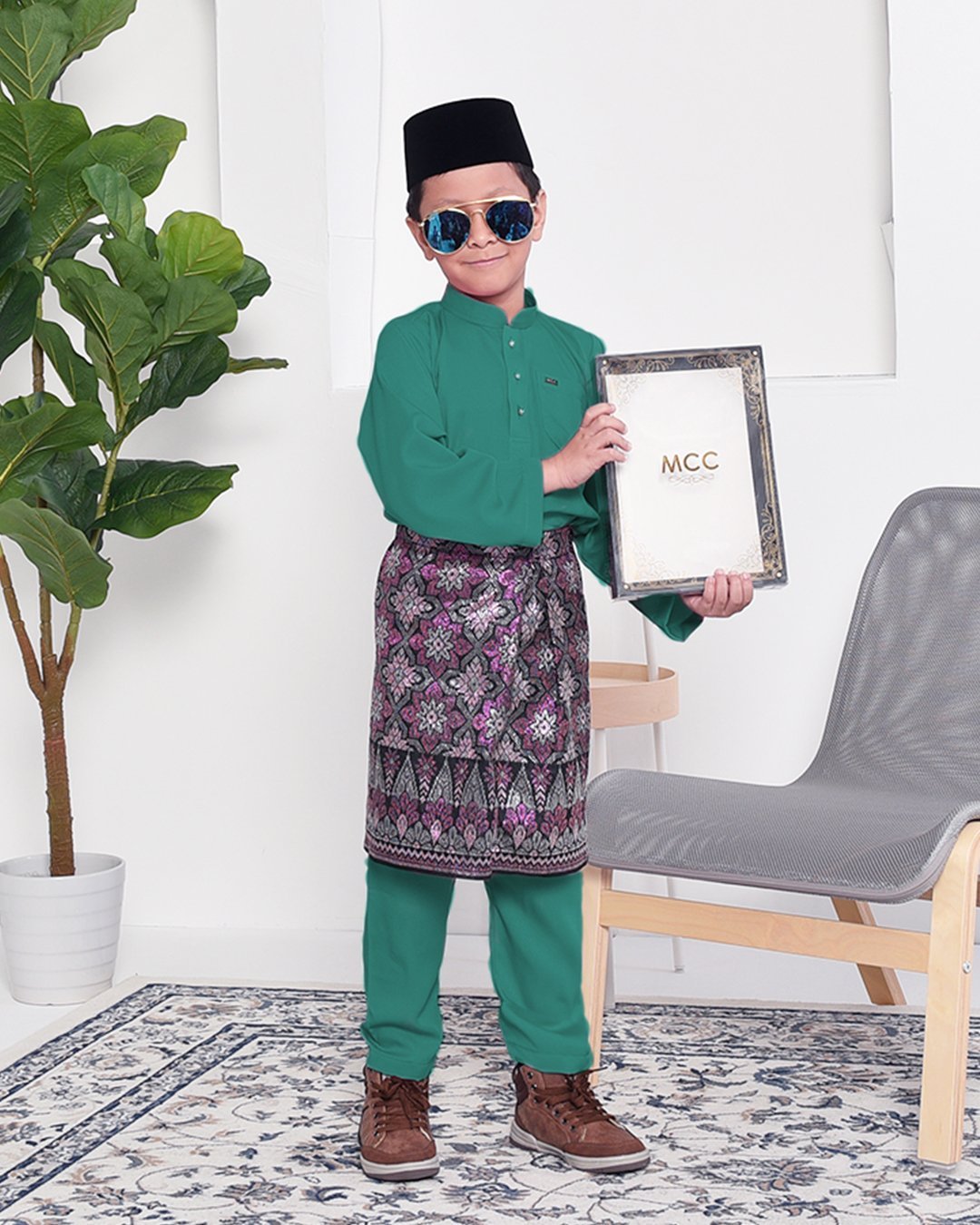 Baju Melayu Adam Regular Fit Kids - Lush Green