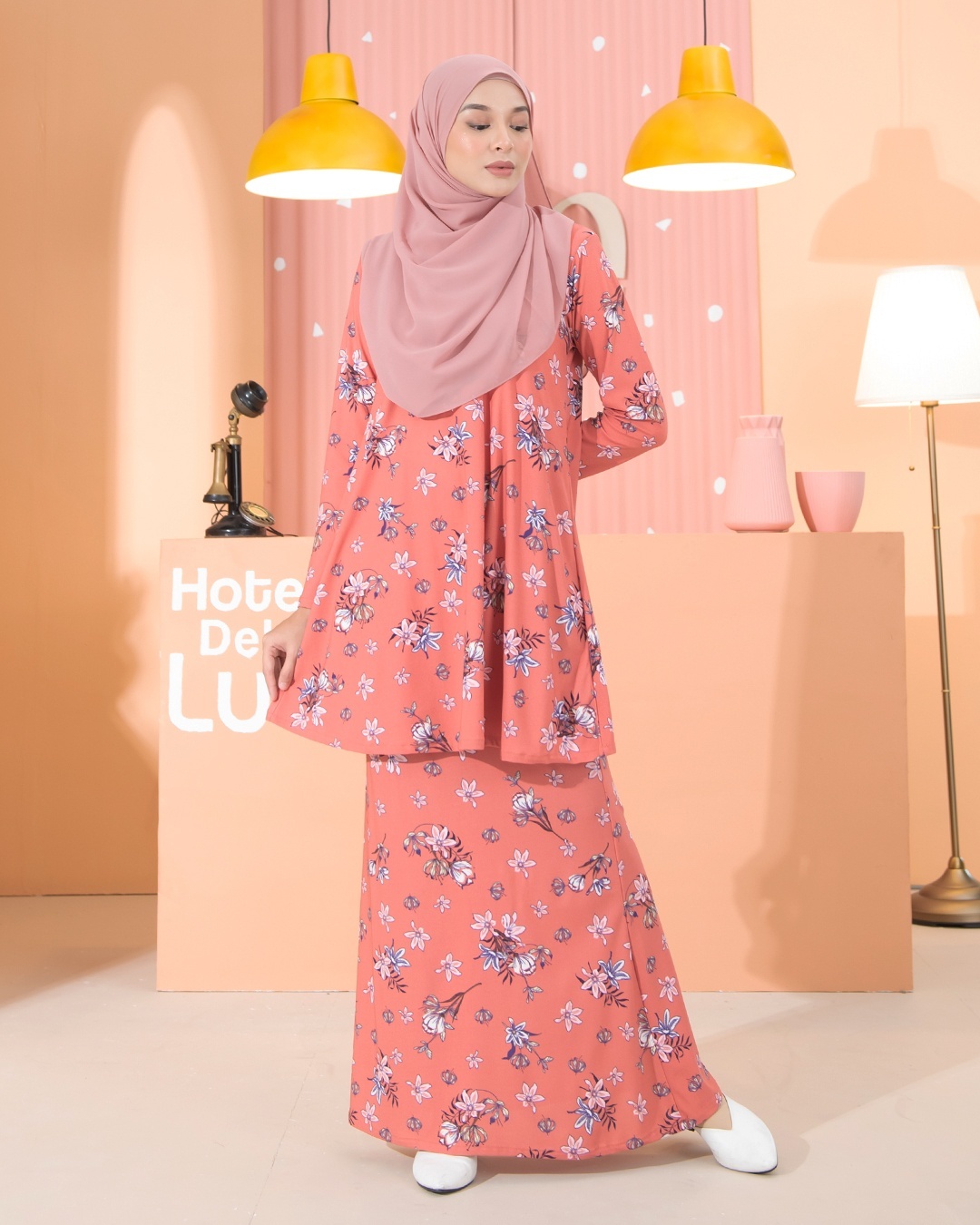 Kurung Lara - Daisy Coral