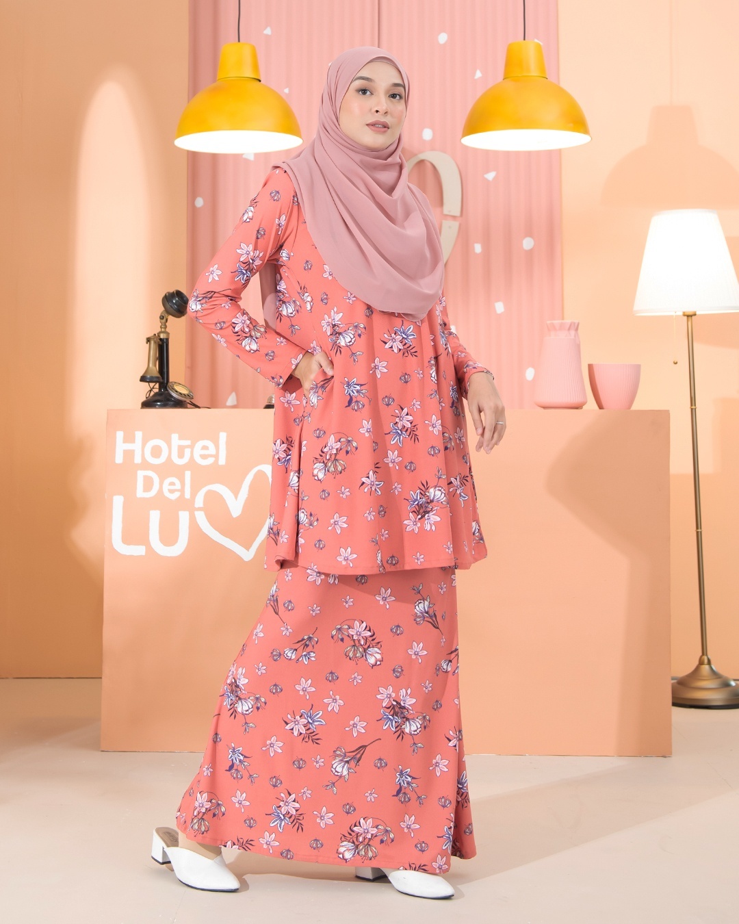 Kurung Lara - Daisy Coral