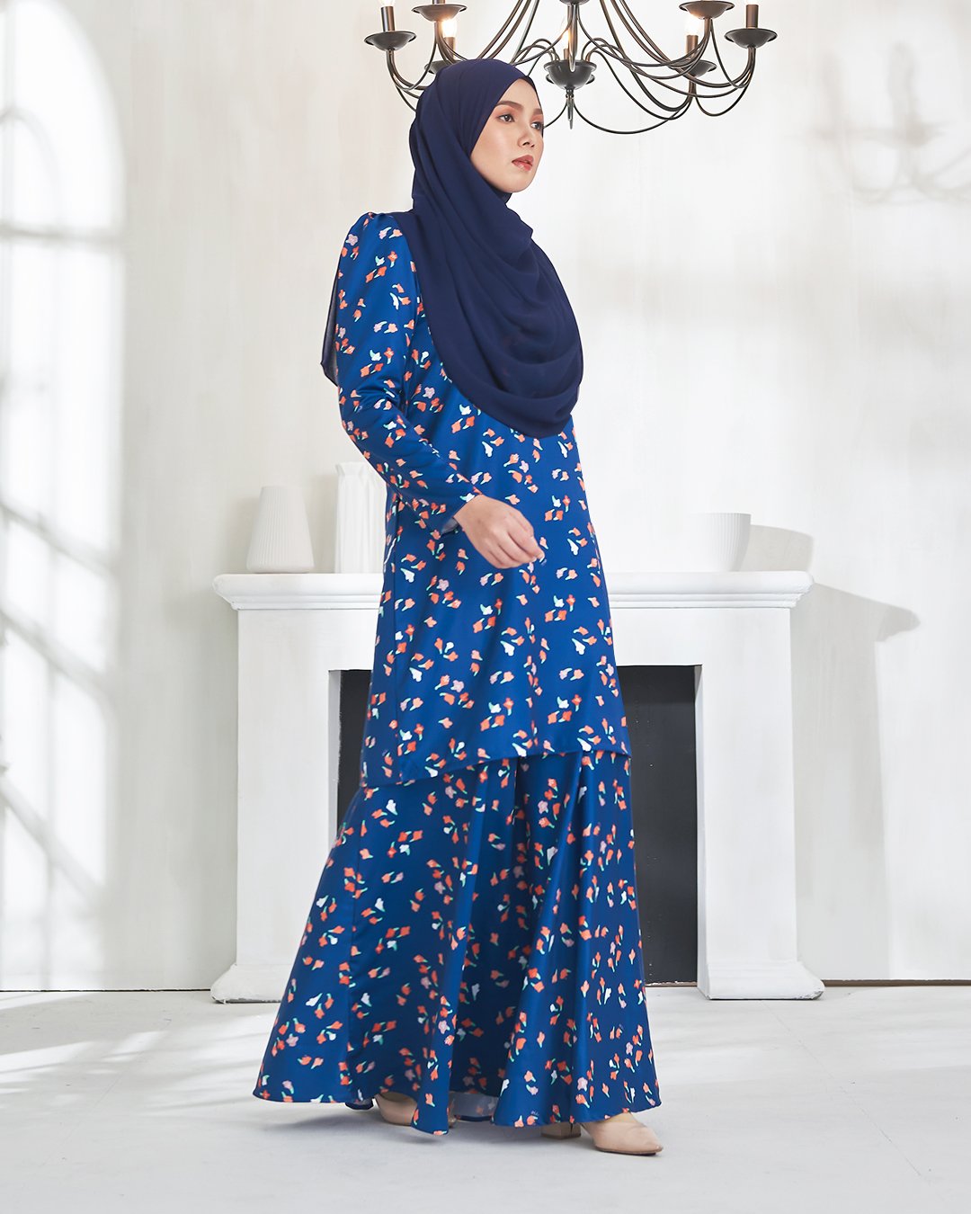 Baju Kurung Puffy Aileen - Navy Blue