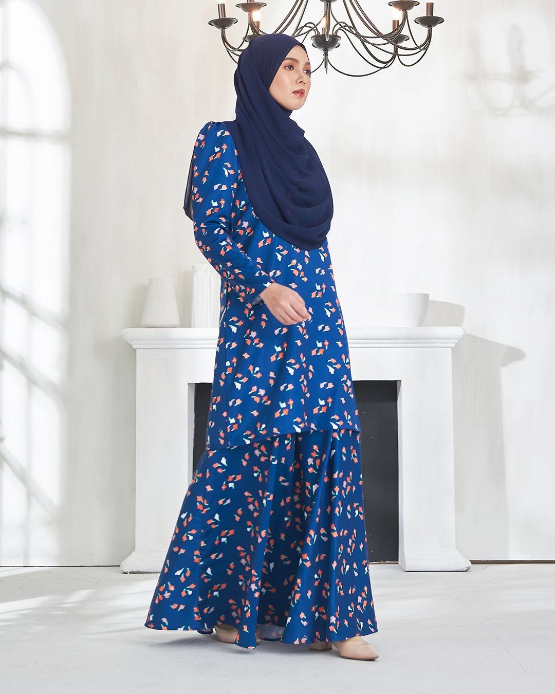 Baju Kurung Puffy Aileen - Navy Blue