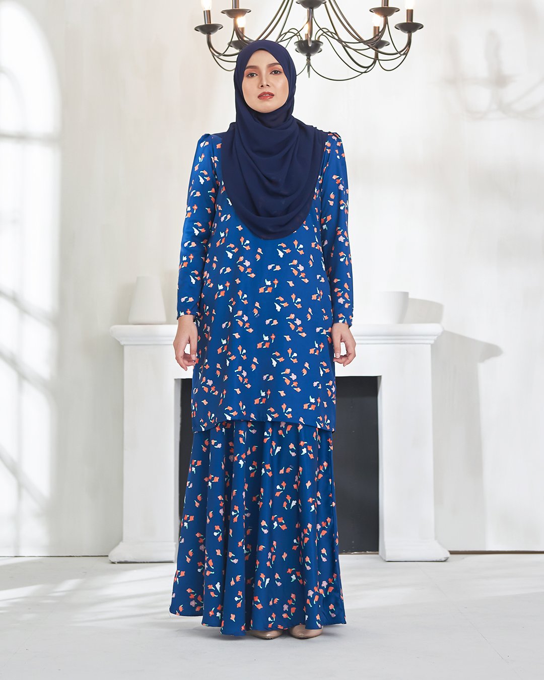 Baju Kurung Puffy Aileen - Navy Blue