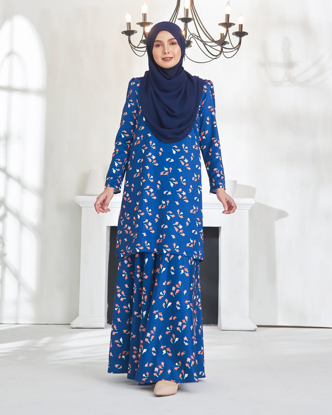 Baju Kurung Puffy Aileen - Navy Blue