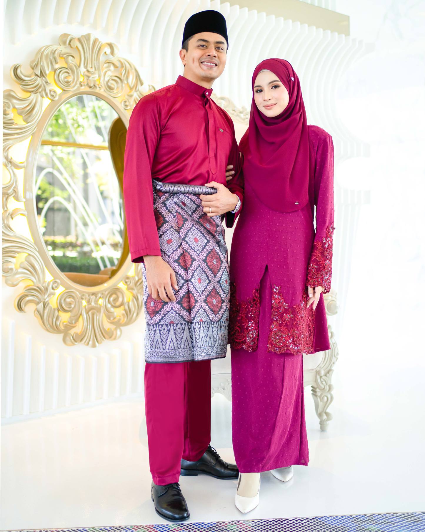 Baju Melayu Isa Slim Fit - Maroon