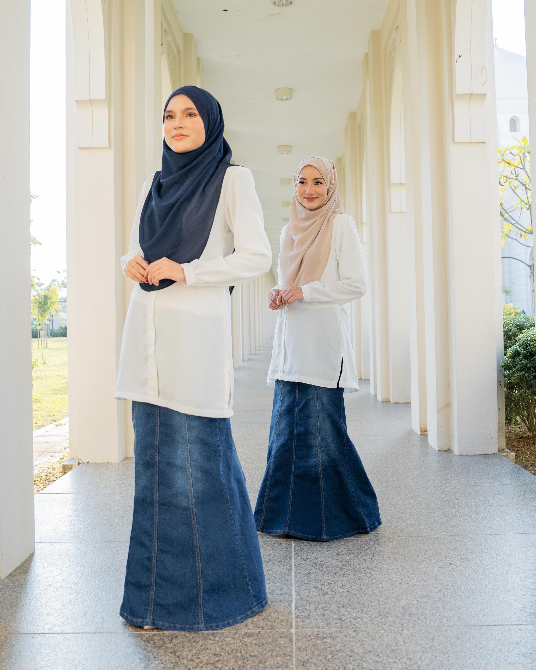 Skirt Muslimah Skirt Jeans Hessa Denim Flare Flame Blue MCC 2025