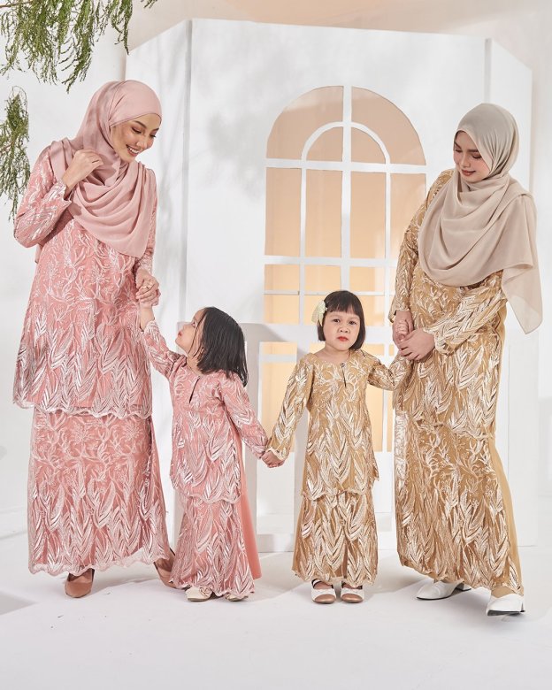 Baju Kurung Lace Ablaa - Fresh Peach