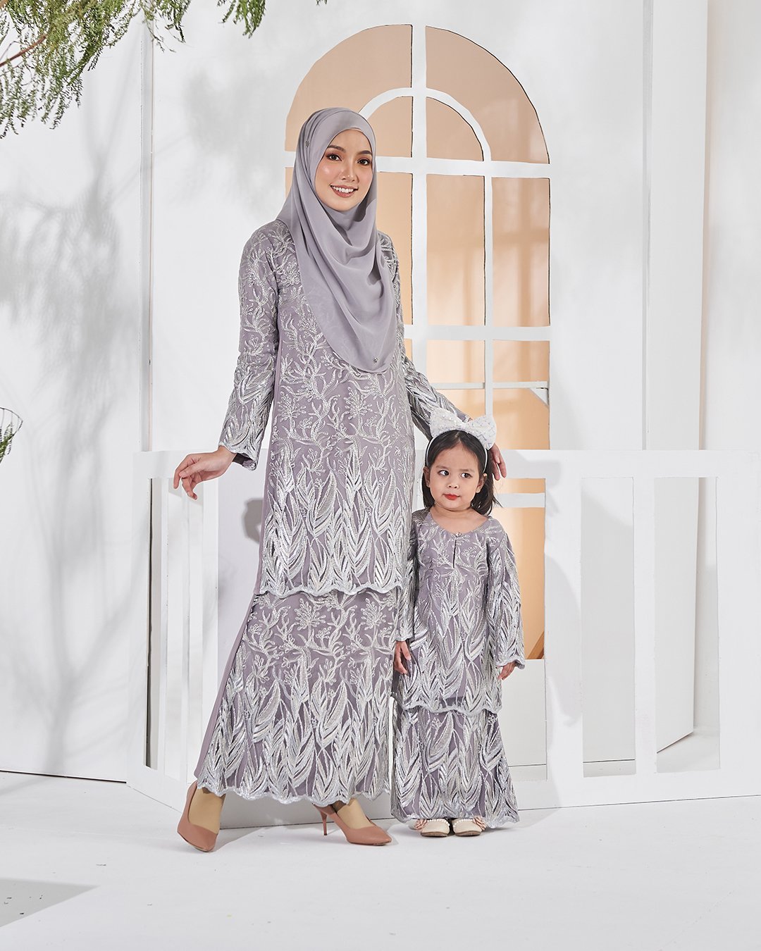 Baju Kurung Lace Ablaa - Pewter Grey
