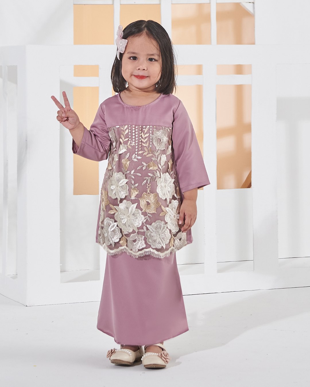 Baju Kurung Lace Amani Kids - Lavender Purple