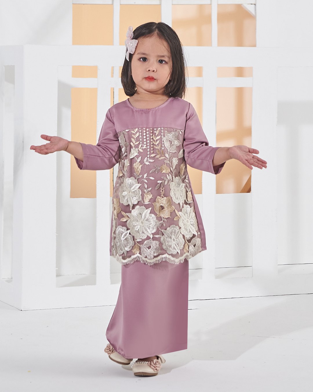 Baju Kurung Lace Amani Kids - Lavender Purple