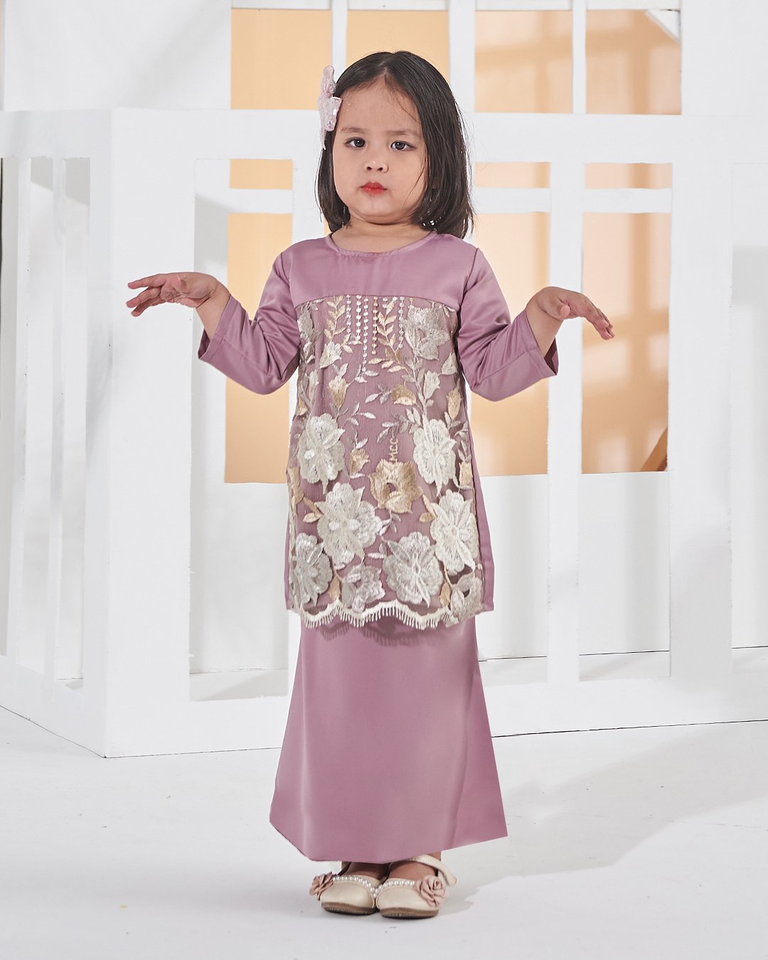 Baju Kurung Lace Amani Kids - Lavender Purple