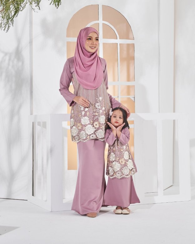 Baju Kurung Lace Amani Kids - Lavender Purple