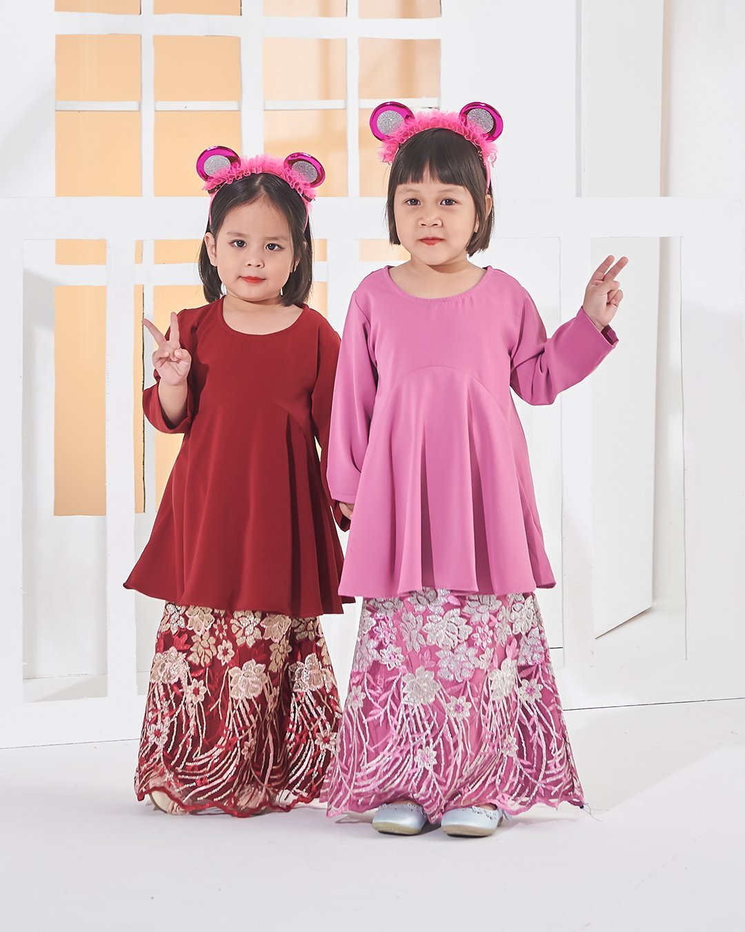 Baju Kurung Lace Barbie Adora Kids - Carnation Pink