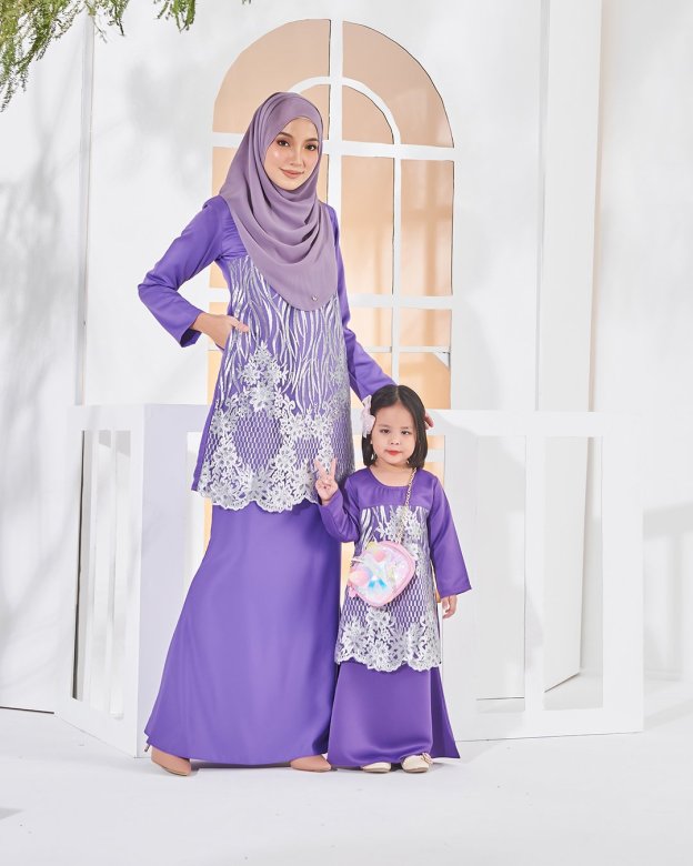 Baju Kurung Lace Anisa - Grape Purple