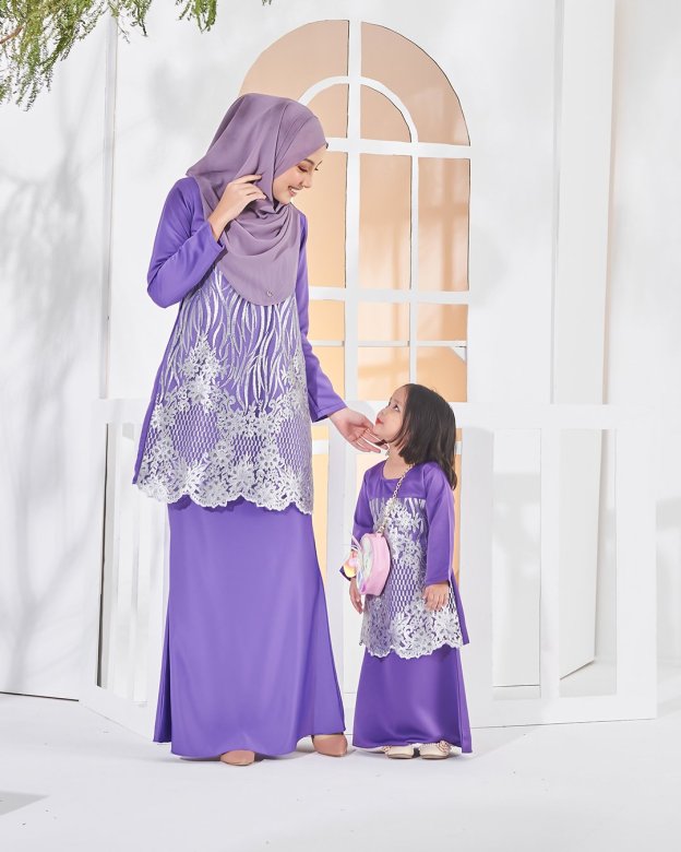 Baju Kurung Lace Anisa Kids - Grape Purple
