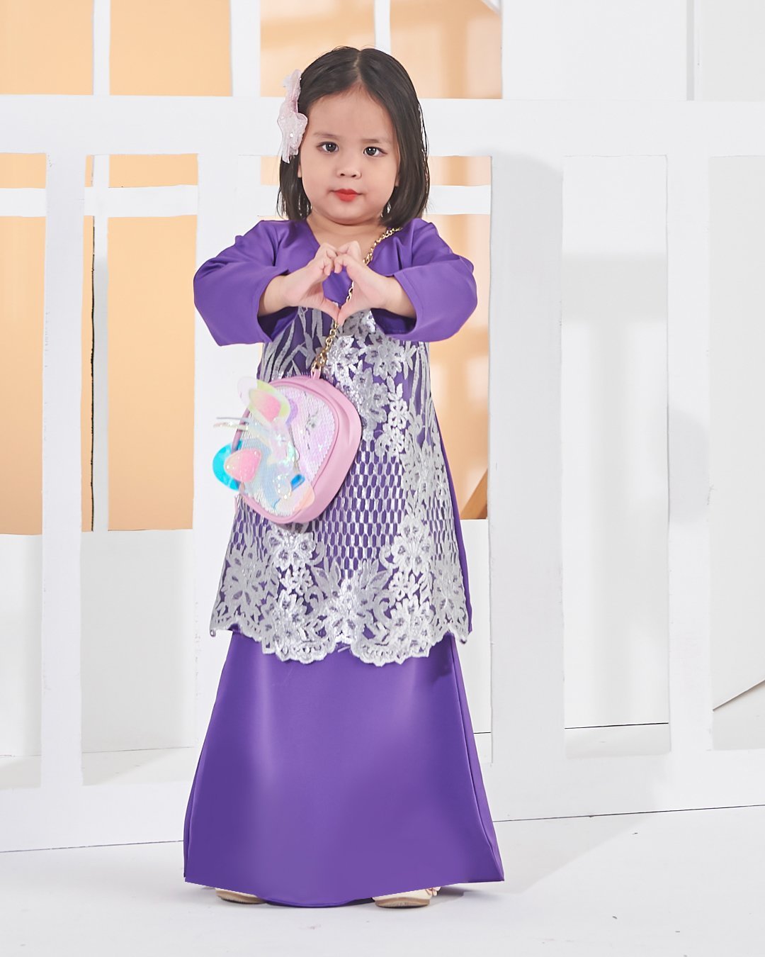 Baju Kurung Lace Anisa Kids - Grape Purple