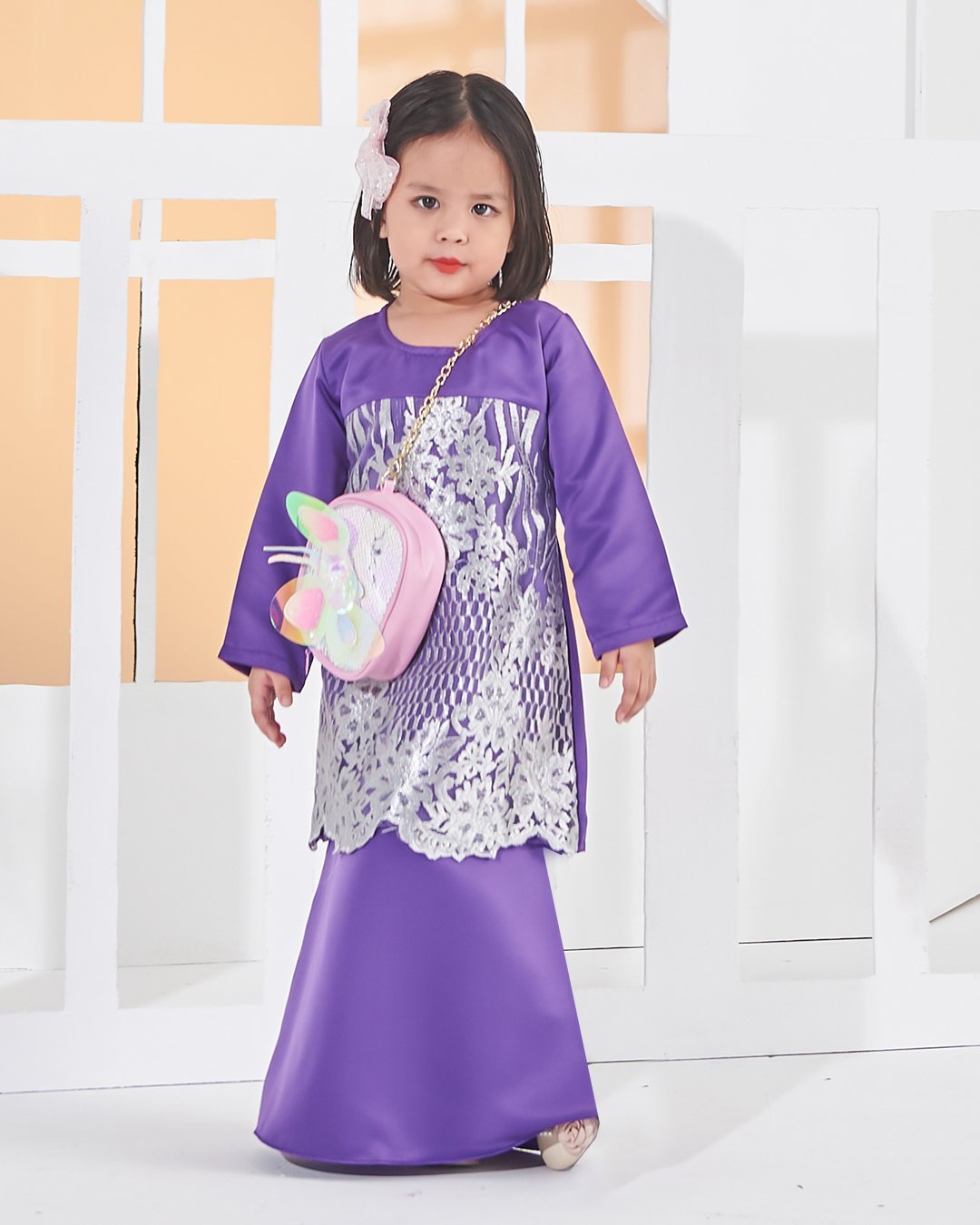 Baju Kurung Lace Anisa Kids - Grape Purple