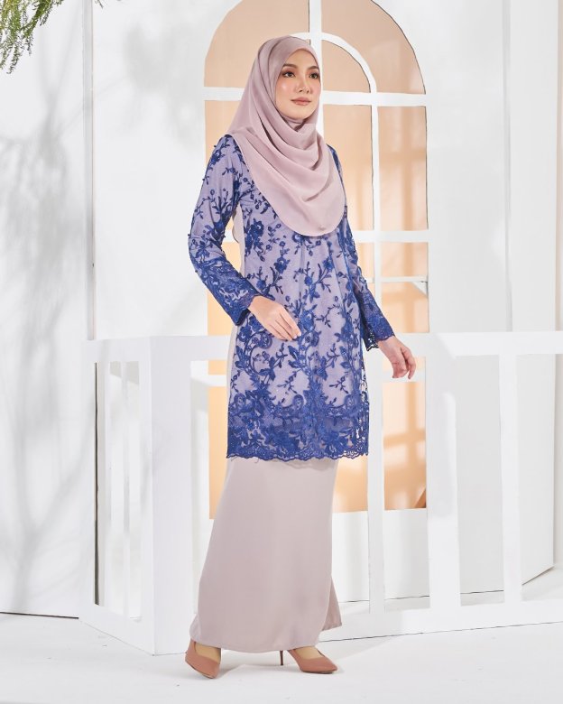 Baju Kurung Lace Amara - Cloud Blue