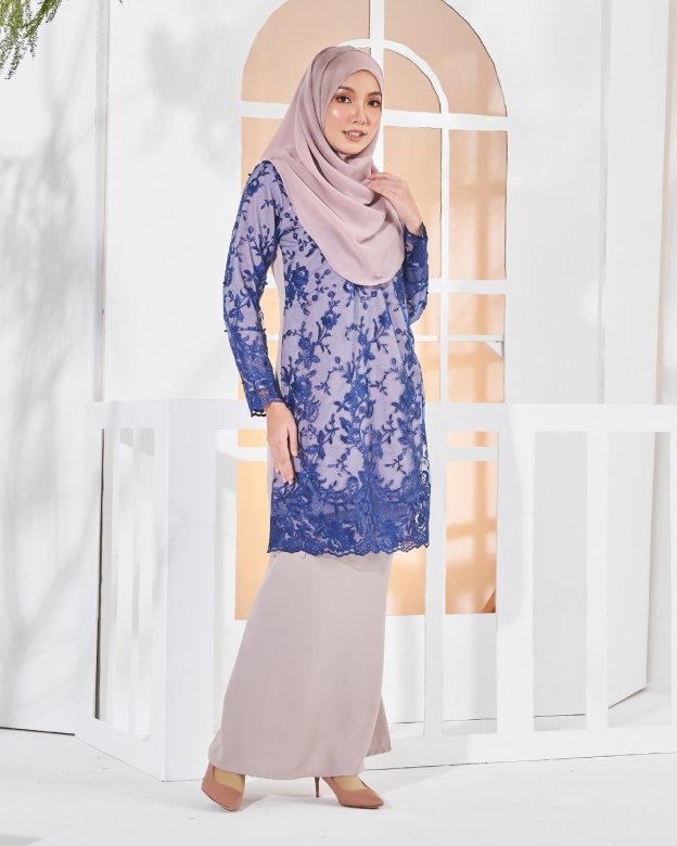 Baju Kurung Lace Amara - Cloud Blue