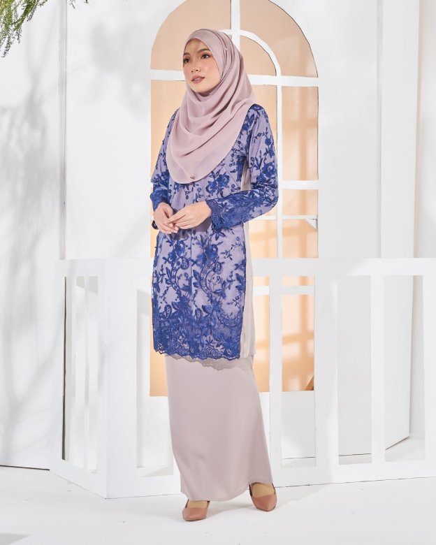 Baju Kurung Lace Amara - Cloud Blue