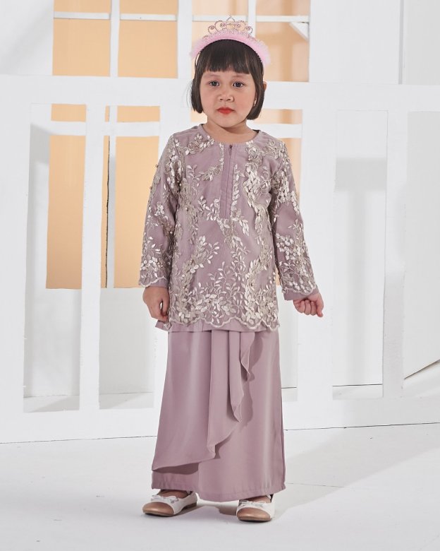 Baju Kurung Lace Pearl Adila Kids - Espresso Brown