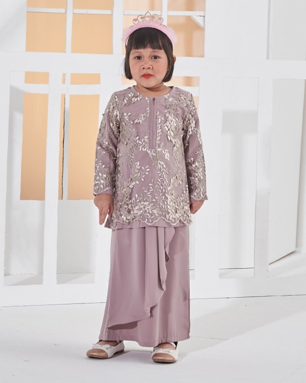 Baju Kurung Lace Pearl Adila Kids - Espresso Brown