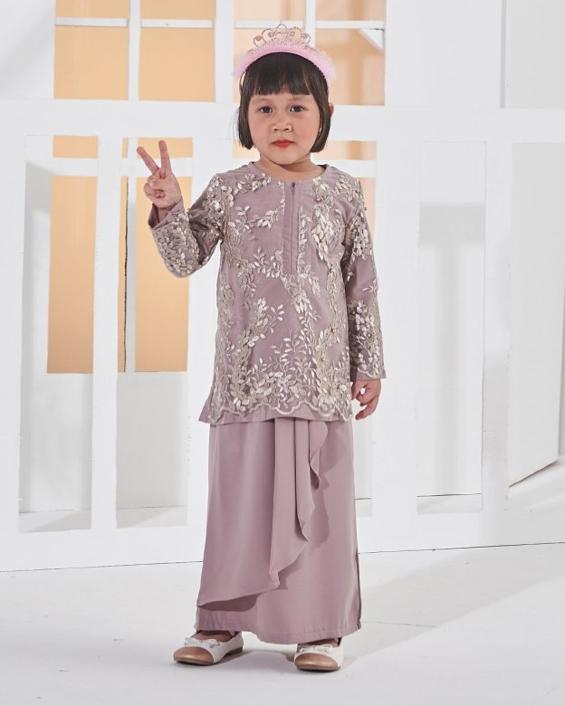 Baju Kurung Lace Pearl Adila Kids - Espresso Brown