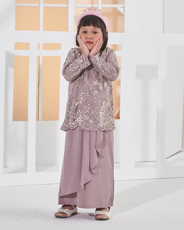 Baju Kurung Lace Pearl Adila Kids - Espresso Brown