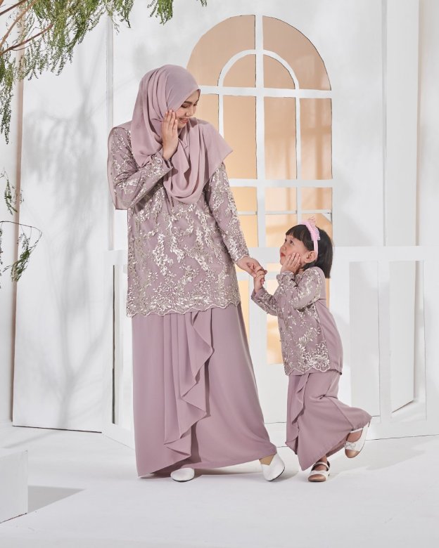 Baju Kurung Lace Pearl Adila Kids - Espresso Brown