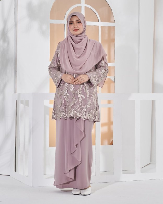 Baju Kurung Lace Pearl Adila - Espresso Brown