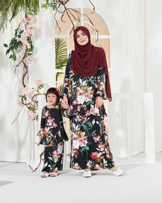Baju Kurung Cardi Sharina Kids - Black
