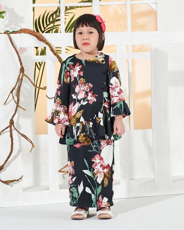 Baju Kurung Cardi Sharina Kids - Black