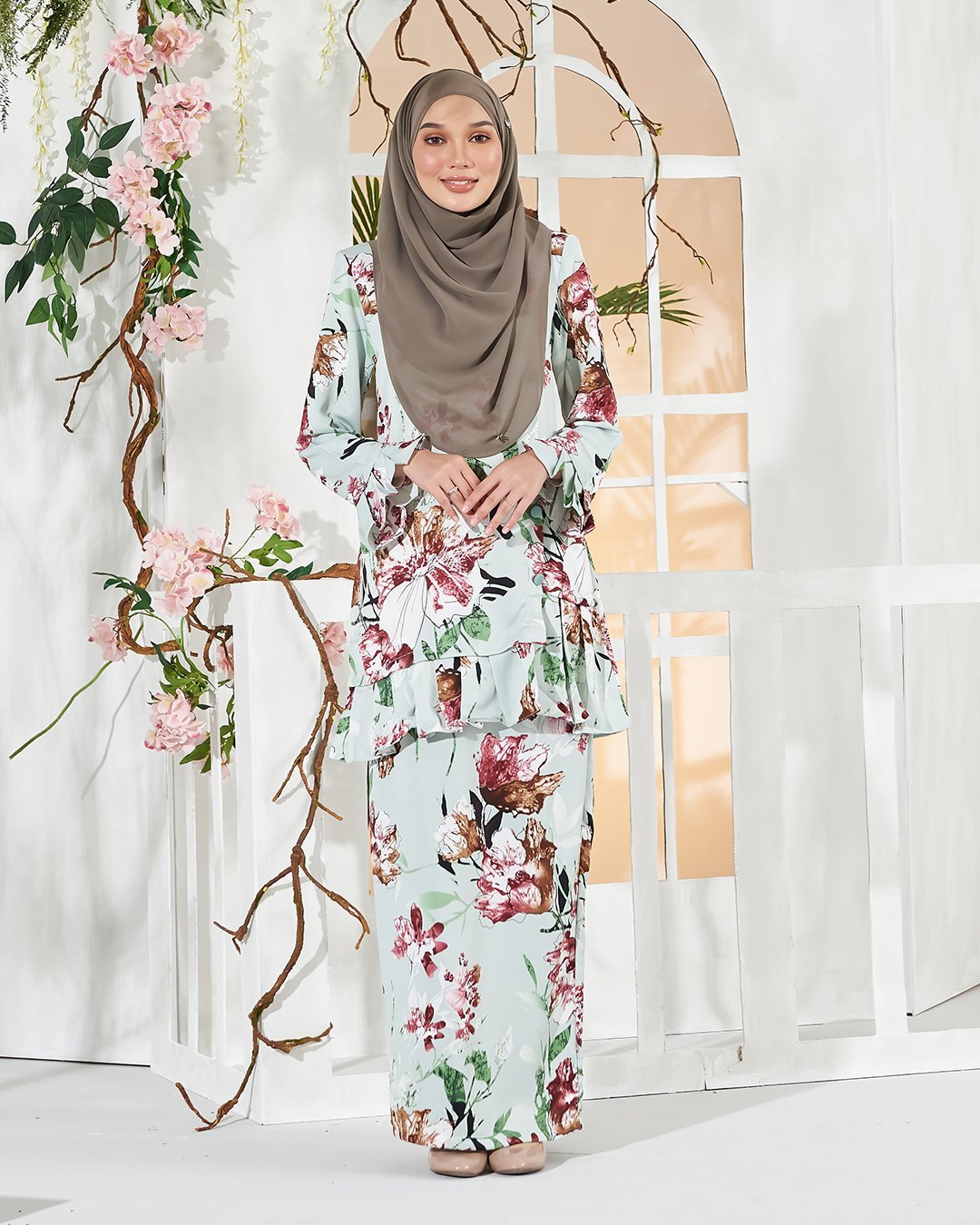 Baju Kurung Pleated Sharina - Aqua Green