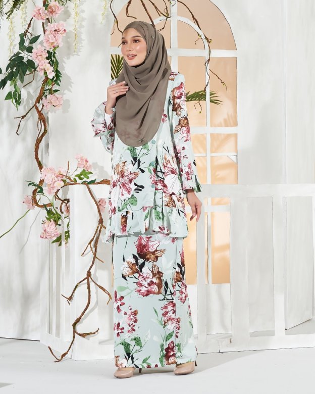 Baju Kurung Pleated Sharina - Aqua Green
