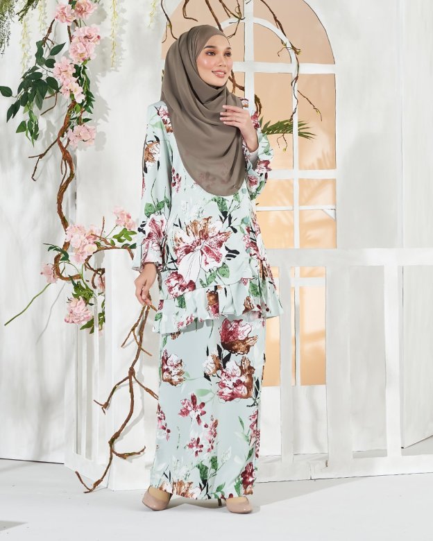 Baju Kurung Pleated Sharina - Aqua Green