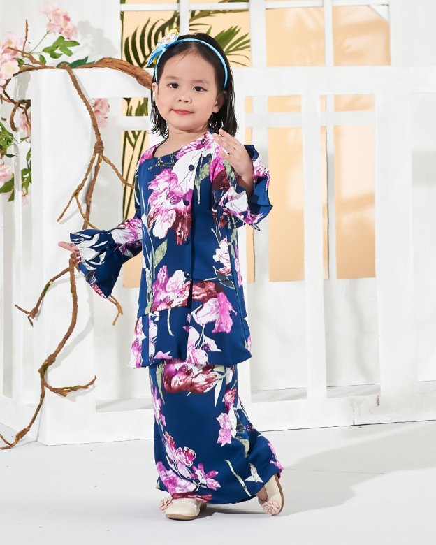 Baju Kurung Cardi Sharina Kids - Blue