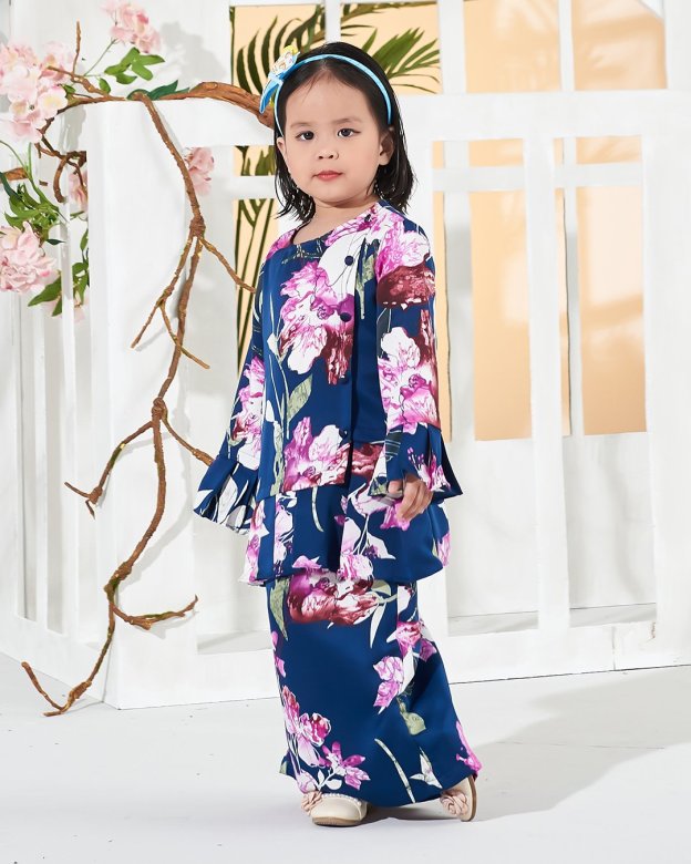 Baju Kurung Cardi Sharina Kids - Blue
