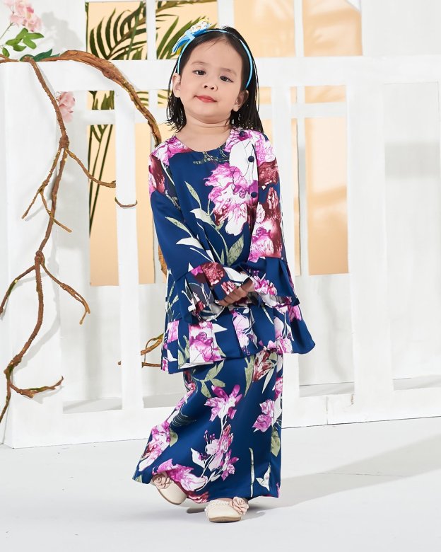 Baju Kurung Cardi Sharina Kids - Blue