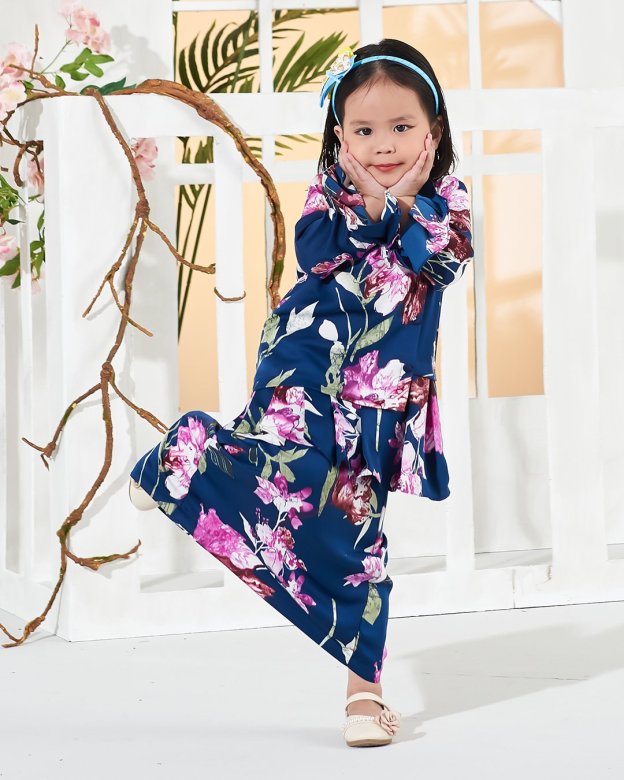 Baju Kurung Cardi Sharina Kids - Blue