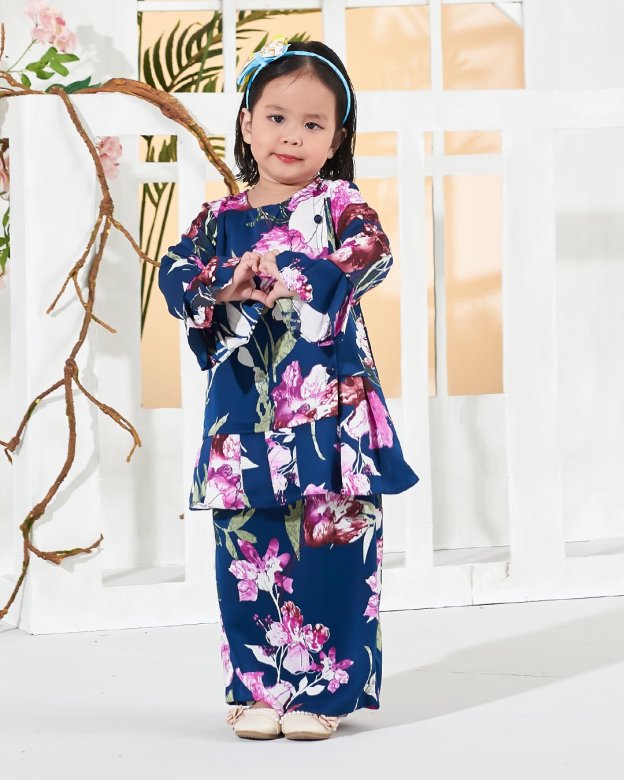Baju Kurung Cardi Sharina Kids - Blue
