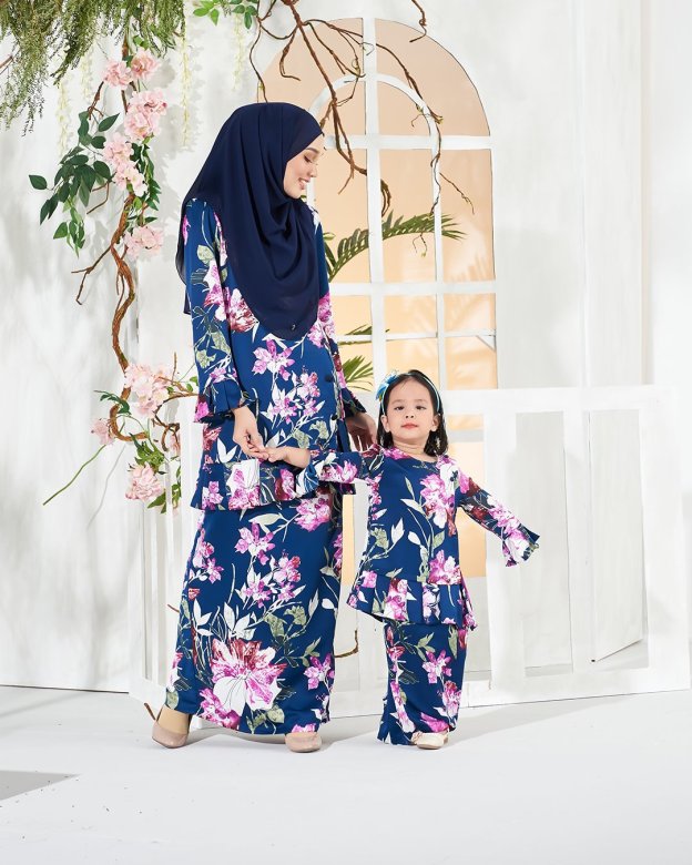 Baju Kurung Cardi Sharina Kids - Blue