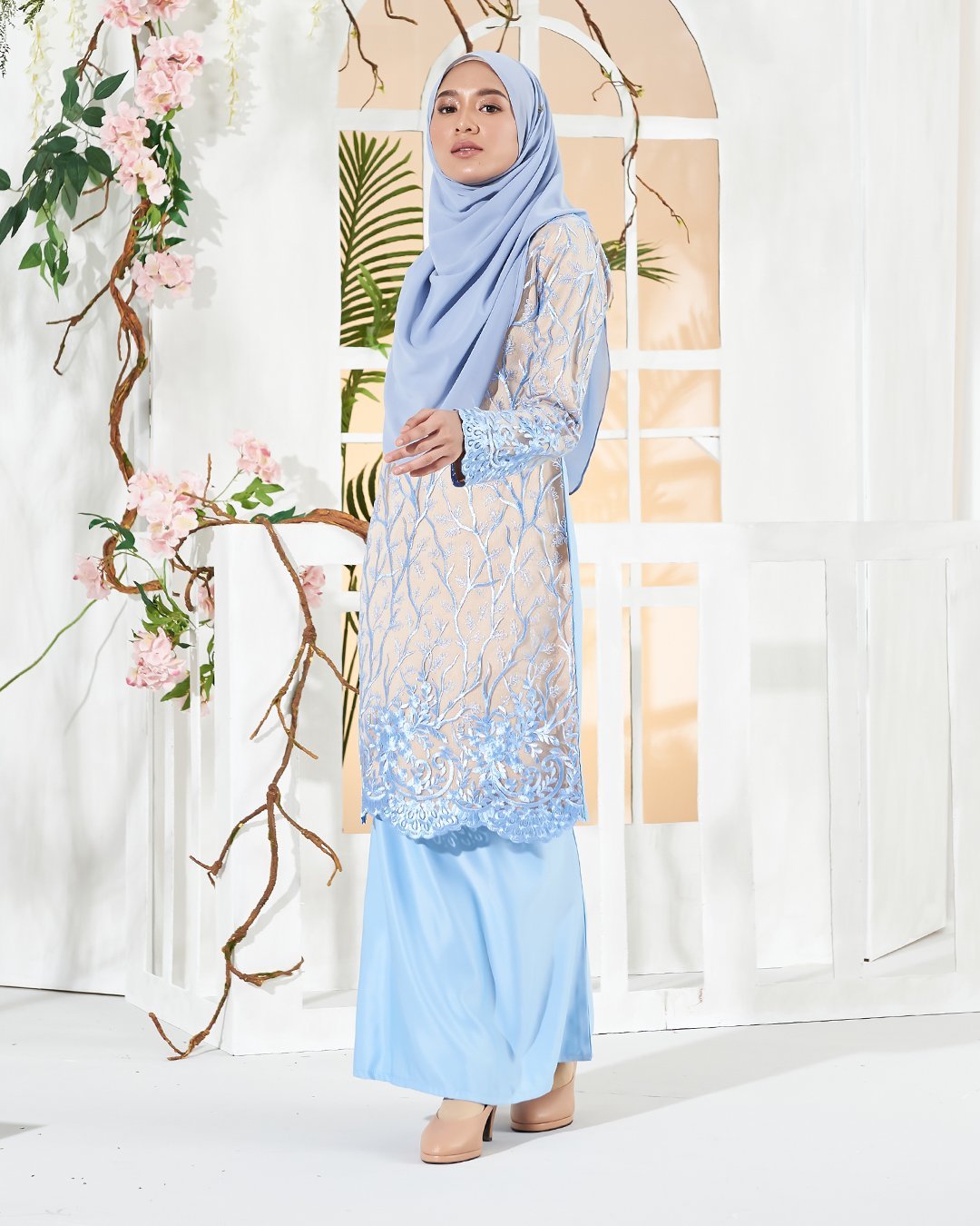 Baju Kurung Lace Aifa - Elsa Blue