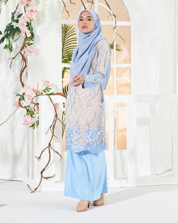 Baju Kurung Lace Aifa - Elsa Blue