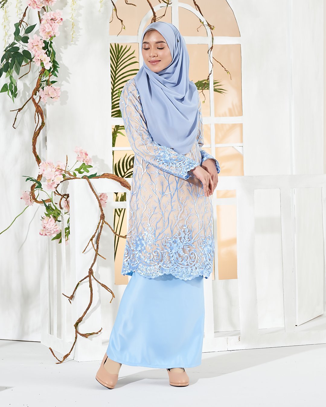 Baju Kurung Lace Aifa - Elsa Blue