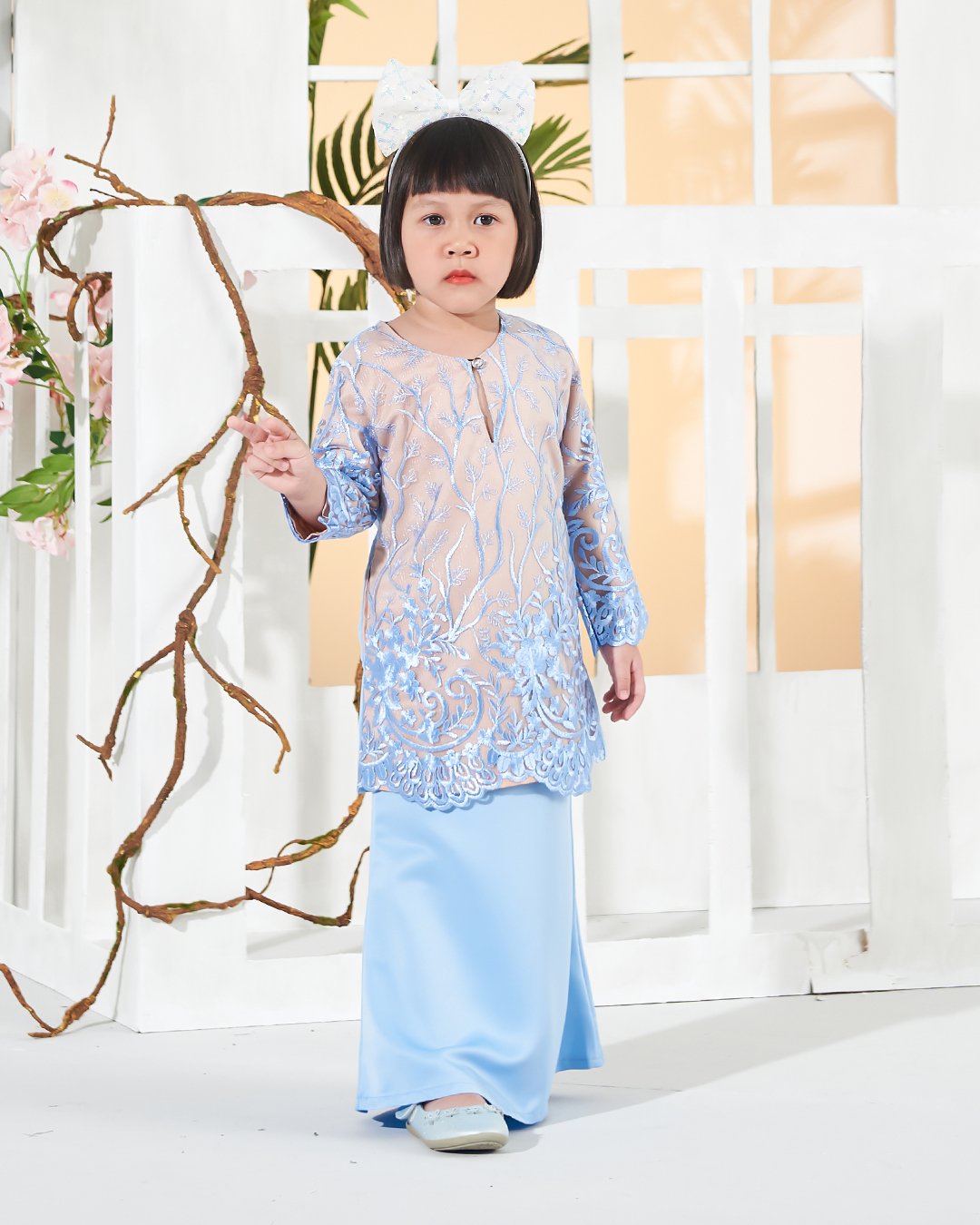 Baju Kurung Lace Aifa Kids - Elsa Blue