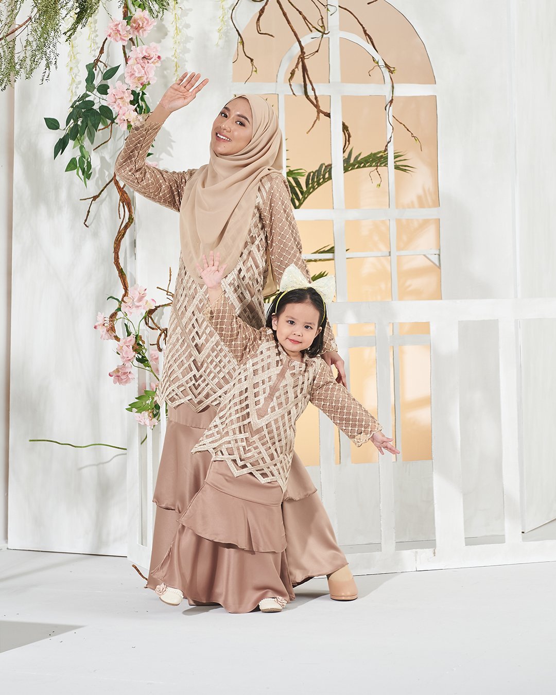 Baju Kurung Lace Azila Kids - Latte Brown