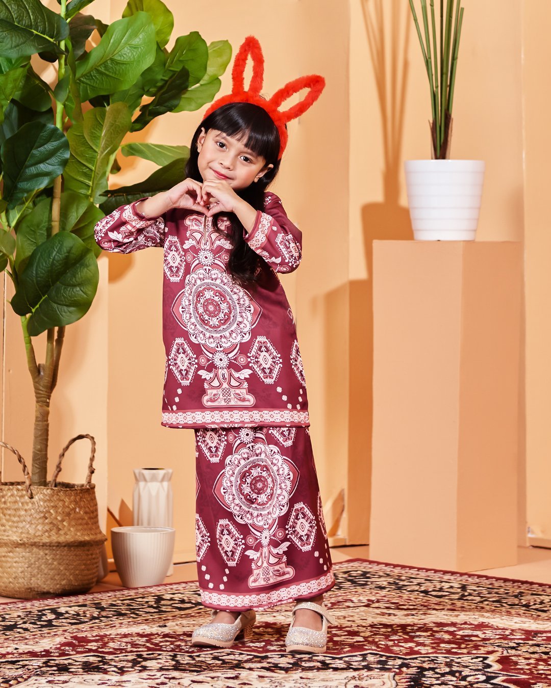 Baju Kurung Moden Zofya Kids - Maroon