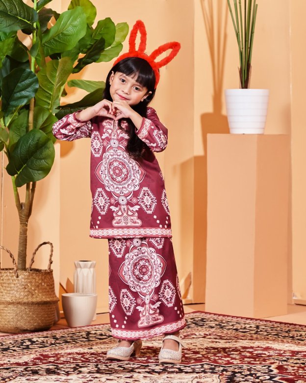 Baju Kurung Moden Zofya Kids - Maroon