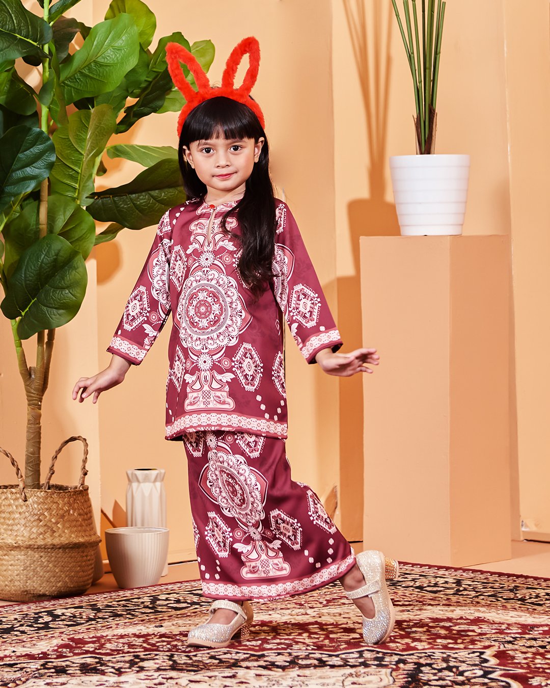 Baju Kurung Moden Zofya Kids - Maroon