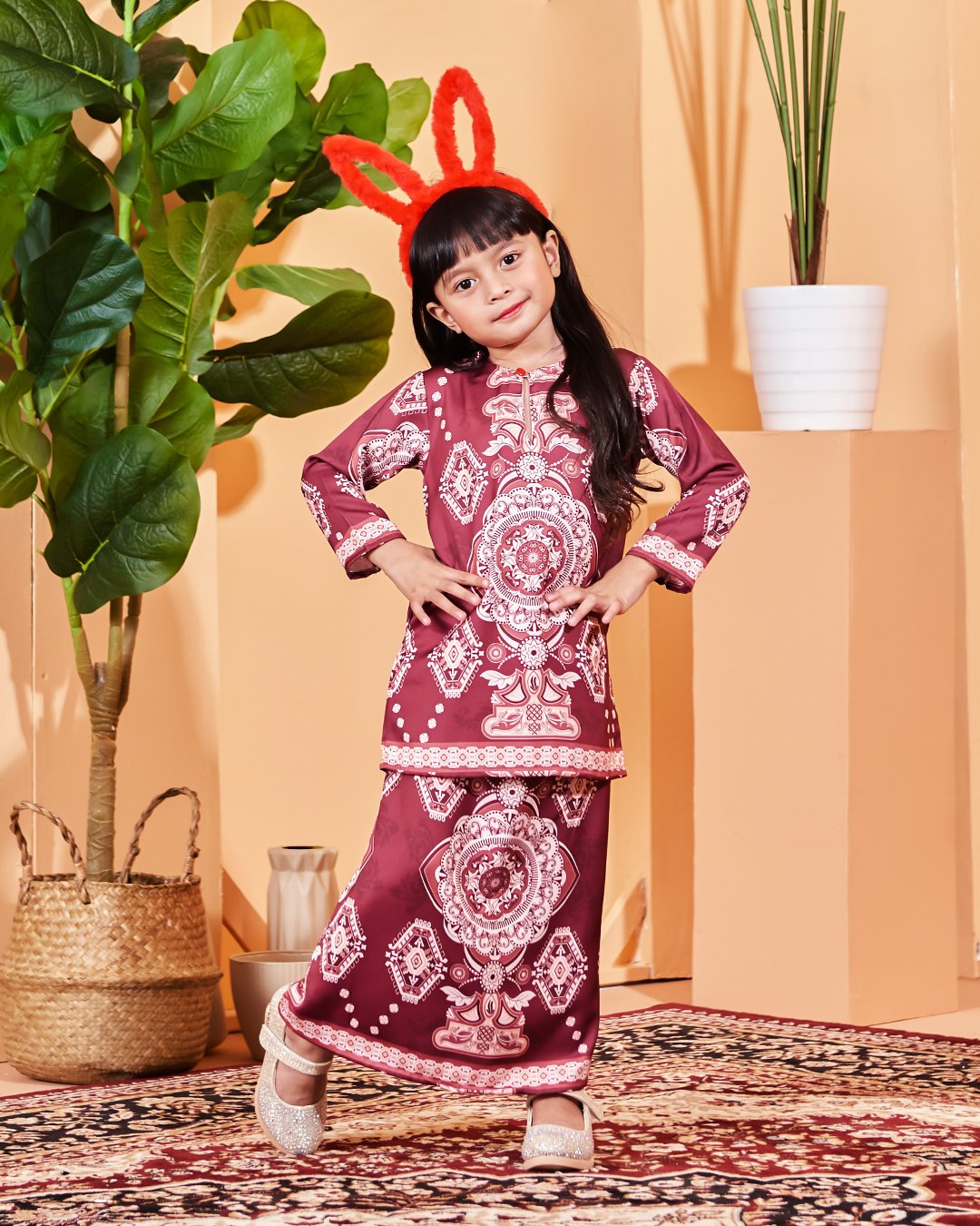 Baju Kurung Moden Zofya Kids - Maroon